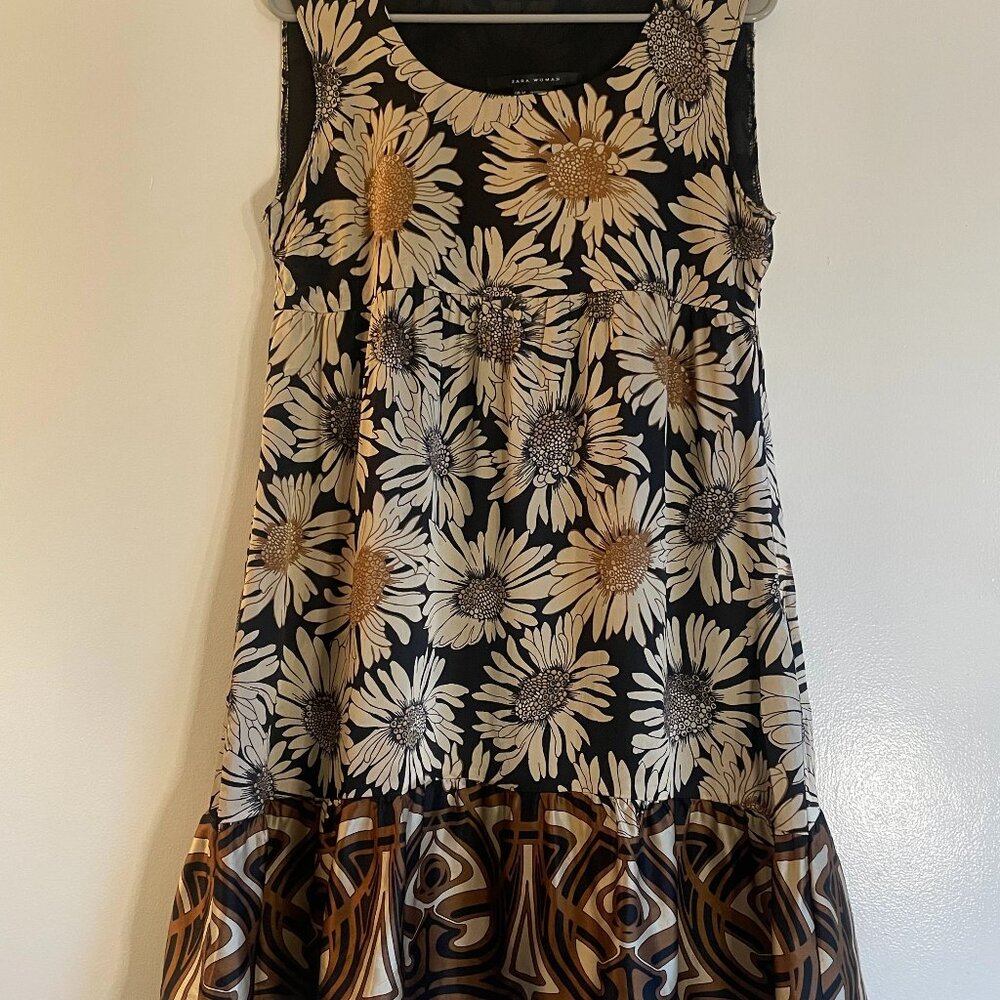 Zara Silk Sunflower Cap Sleeve Dress
